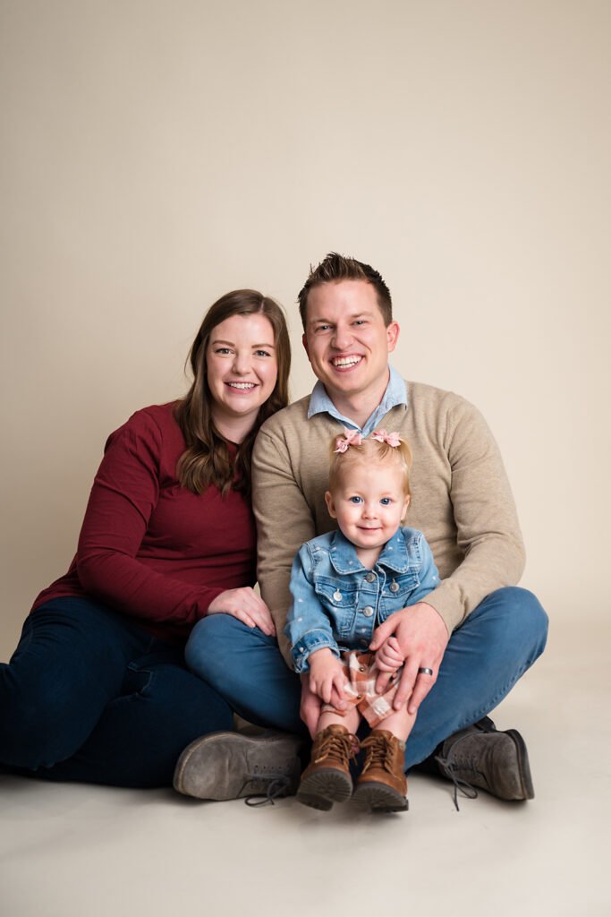 picture of young family in studio